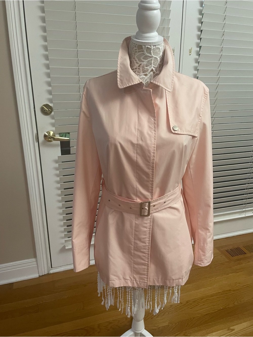 Burberry Light Pink Belted Trench Coat